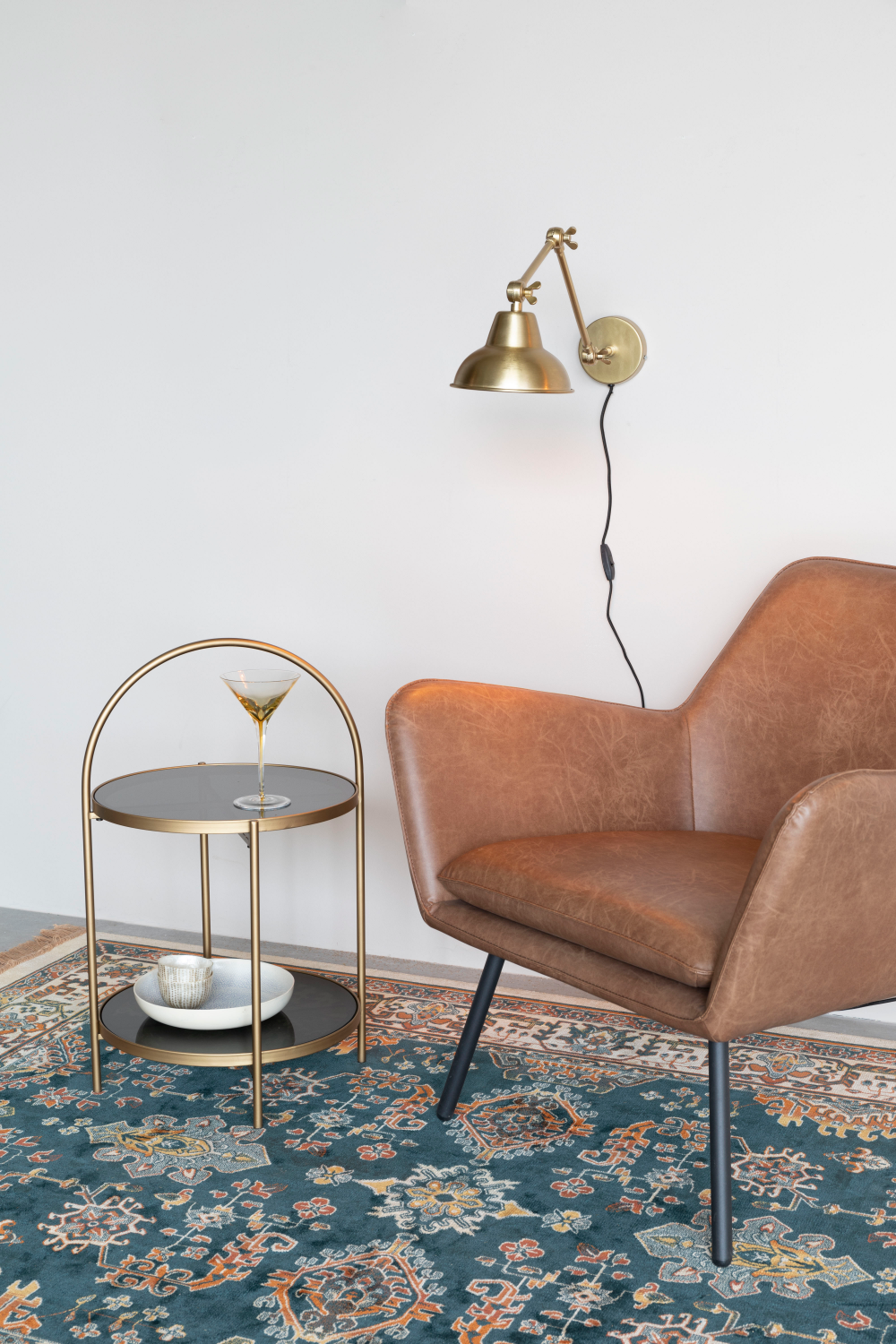 Round Gold Framed Side Table | DF Maeve | OROA.com