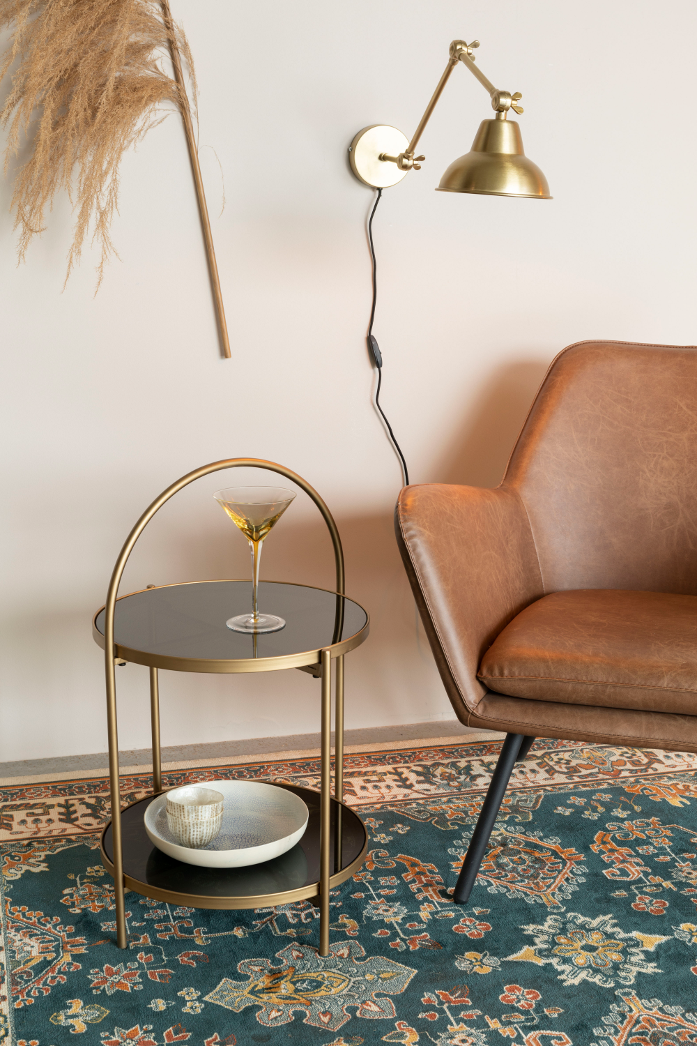 Round Gold Framed Side Table | DF Maeve | OROA.com
