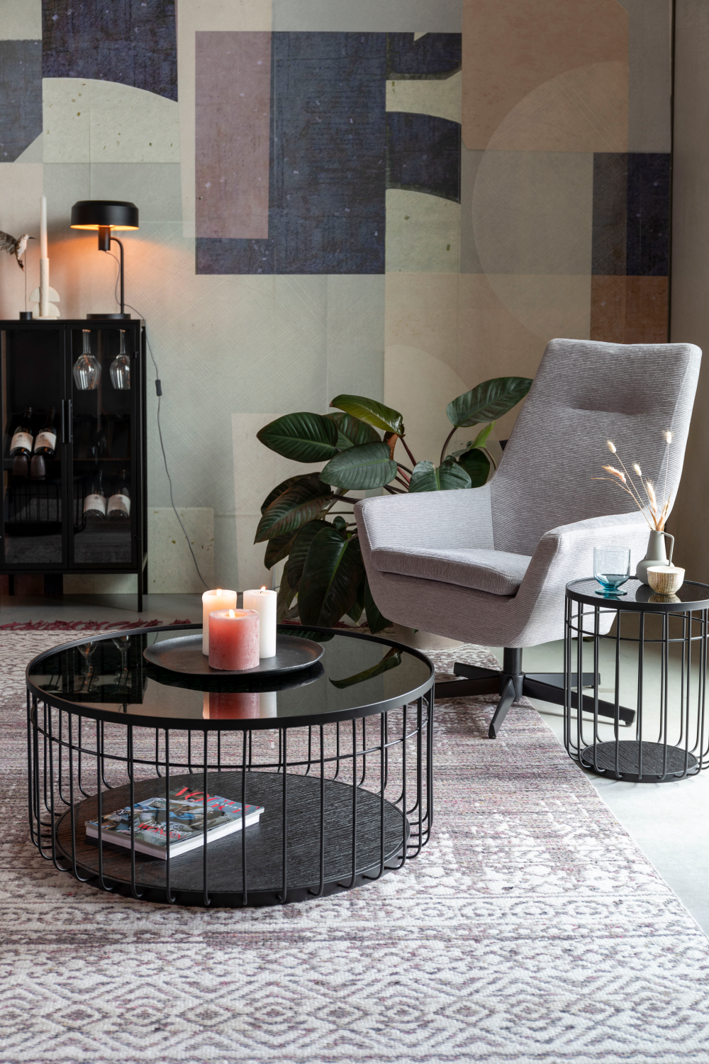 Black Wooden Wine Cabinet | Oroa.com