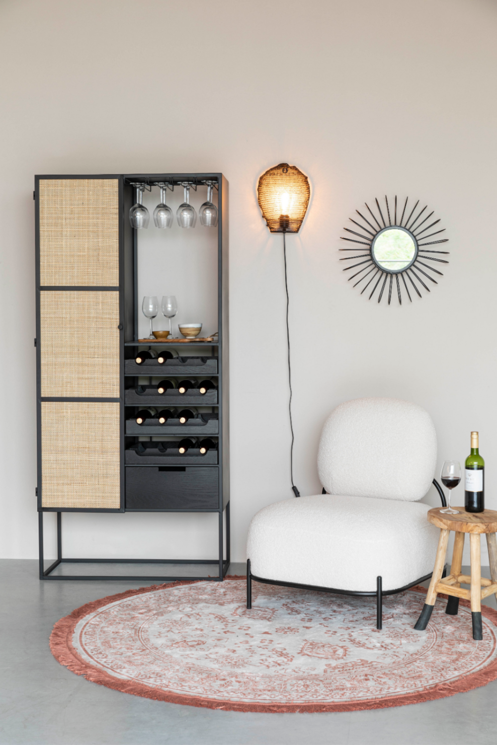 Rattan Webbing Wine Cabinet | DF Guuji | OROA.com