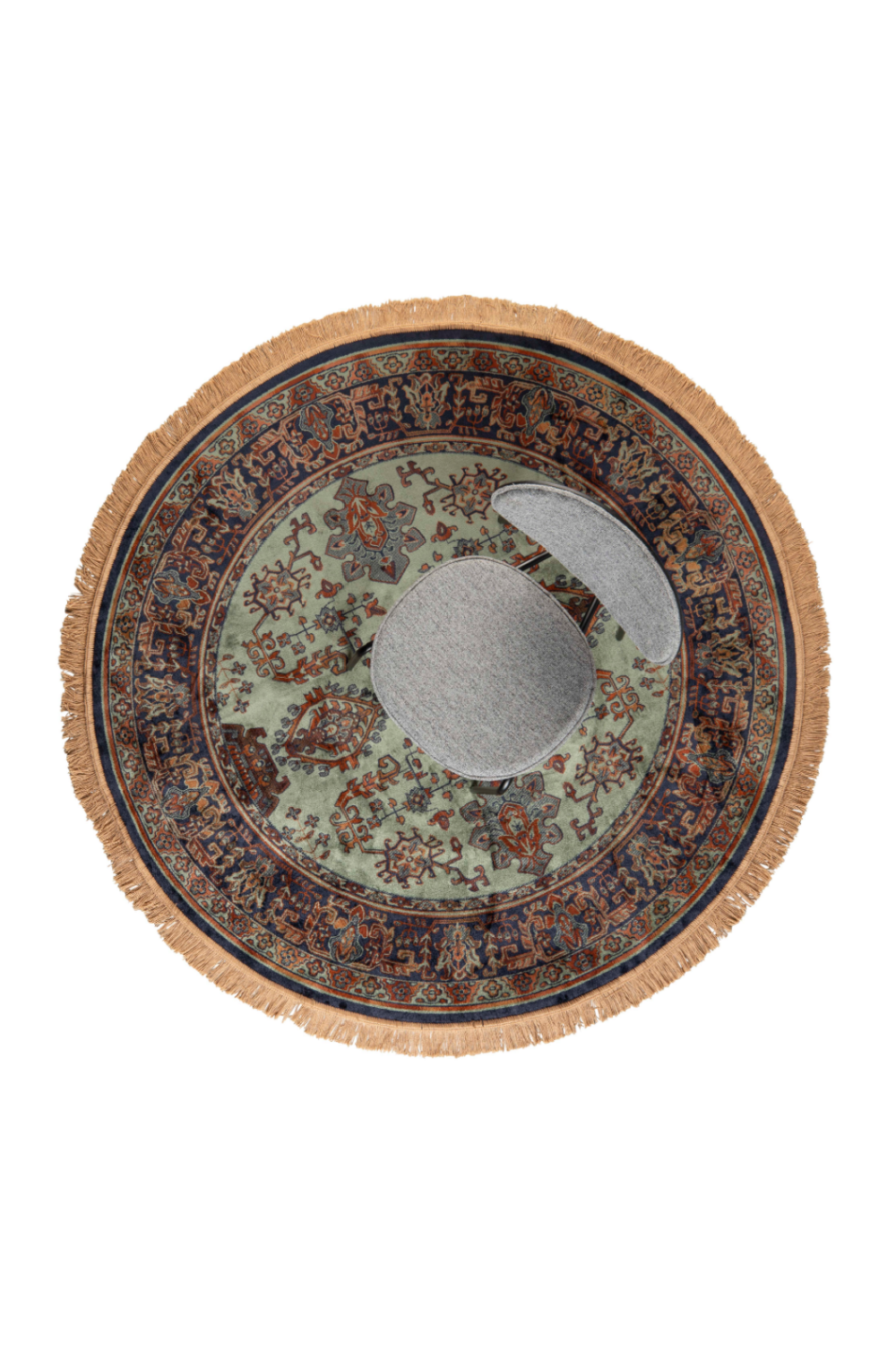 Round Green Vintage Carpet | DF Raz | Oroatrade.com