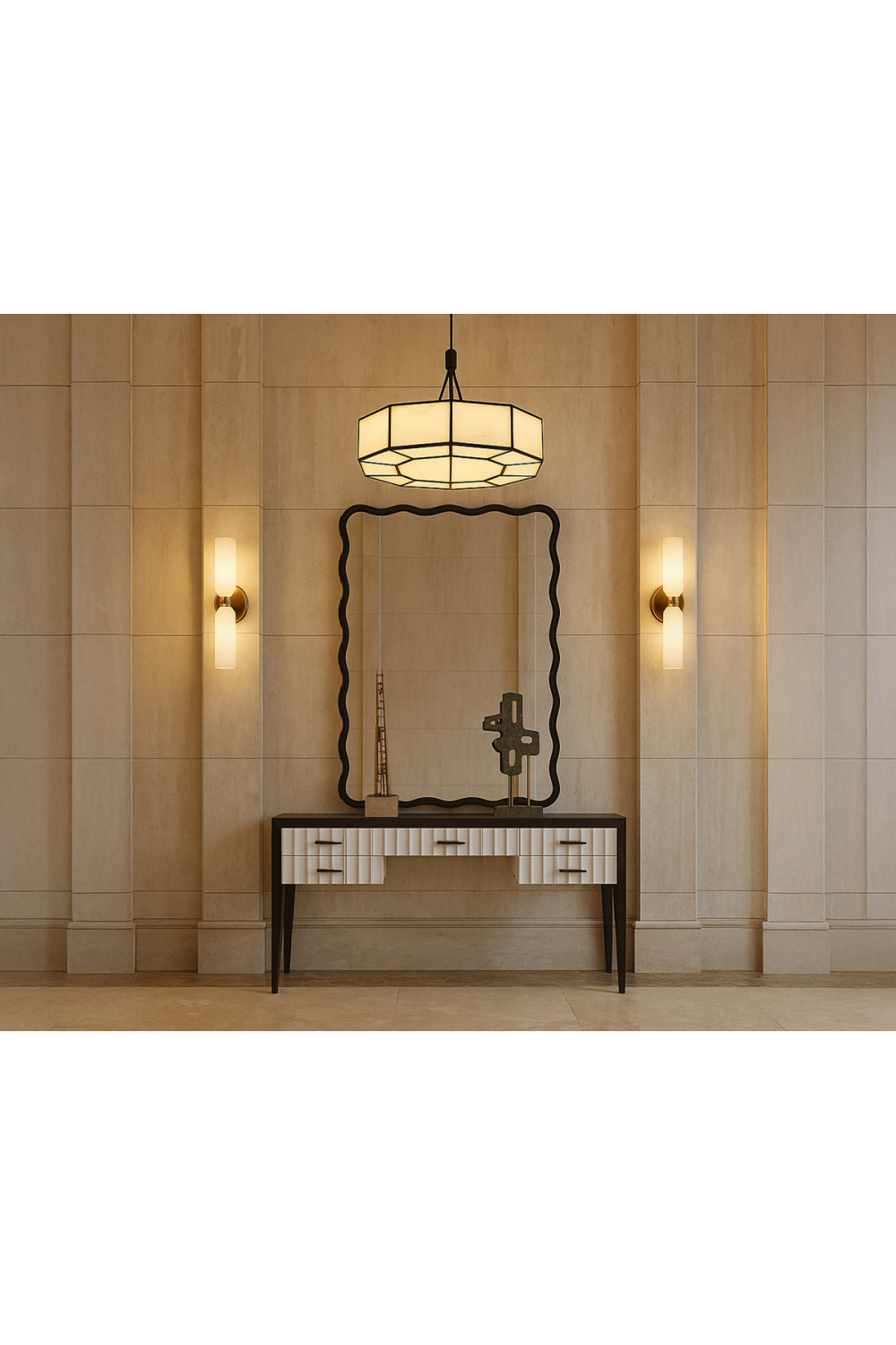 Scalloped Black Wall Mirror | Liang & Eimil Talia | Oroa.com