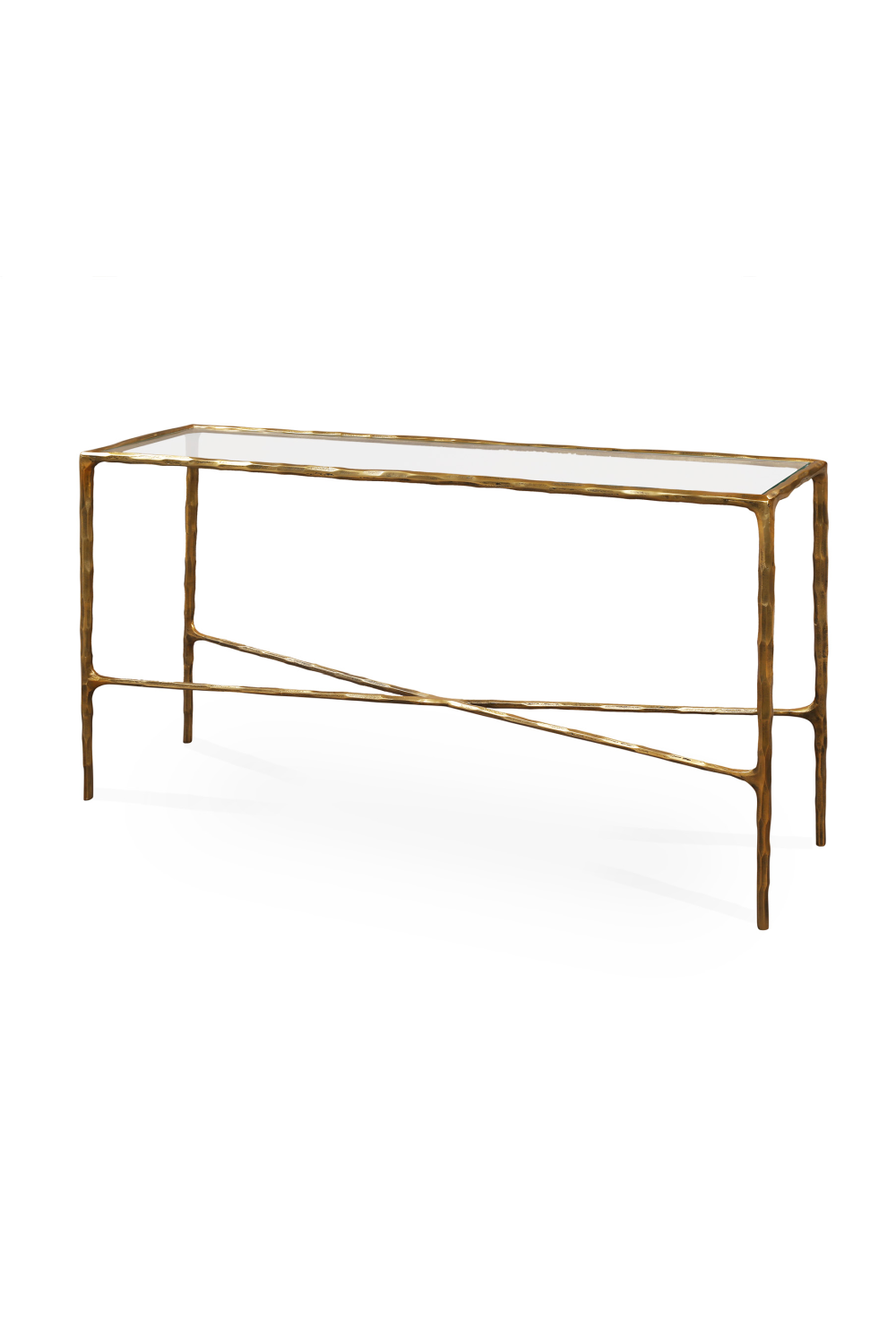 Cobra Console Table – Textured Antique Brass and Glass | Oroa.com