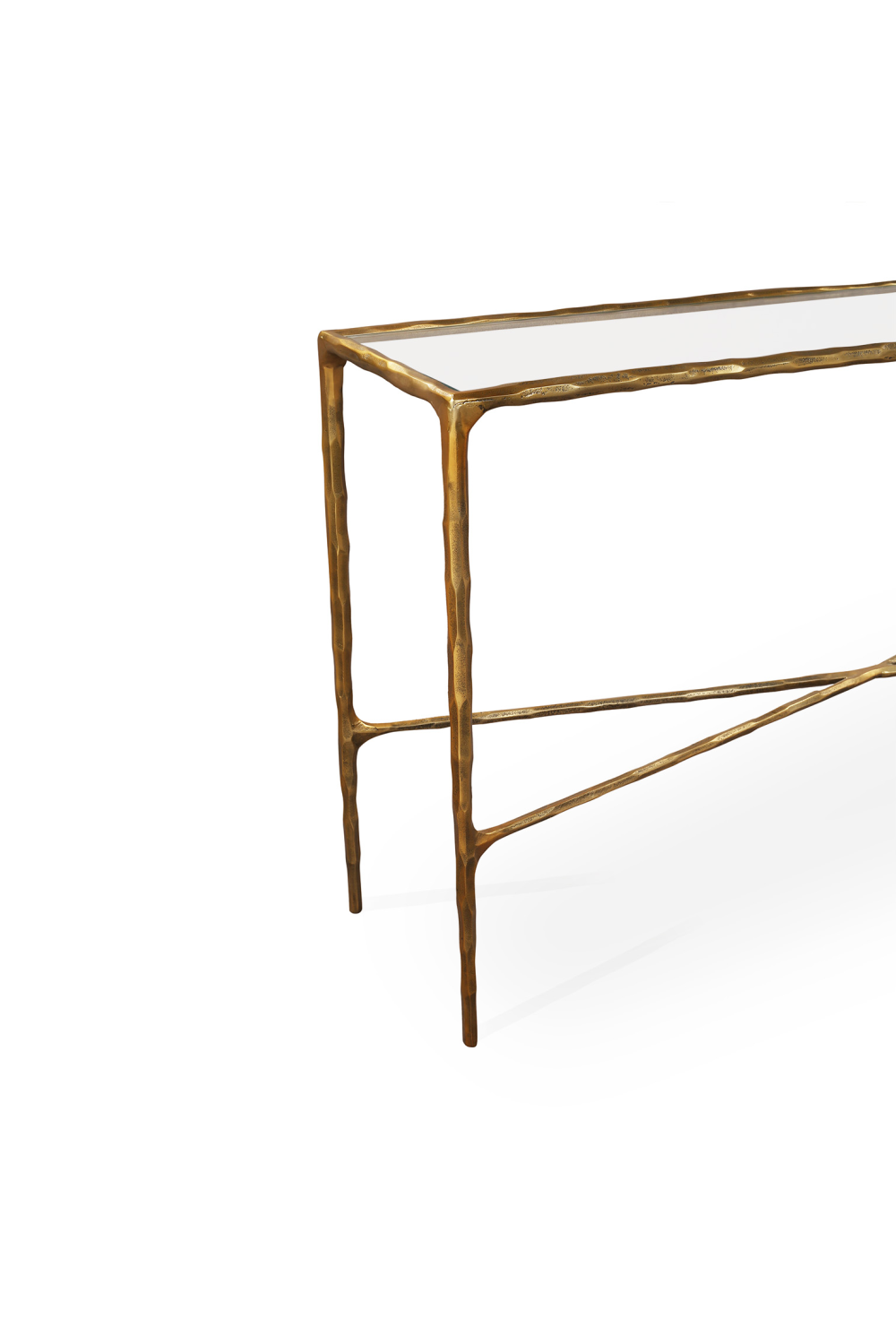 Cobra Console Table – Textured Antique Brass and Glass | Oroa.com