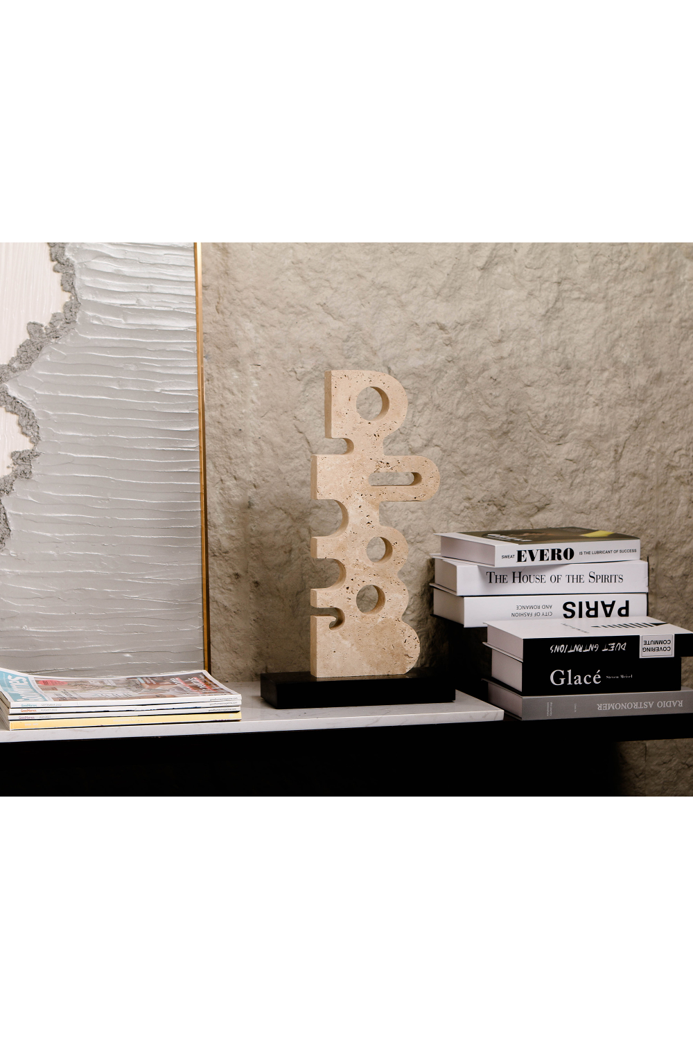 Beige Travertine Modern Sculpture | Liang & Eimil Sculpted Serenity | Oroa.com