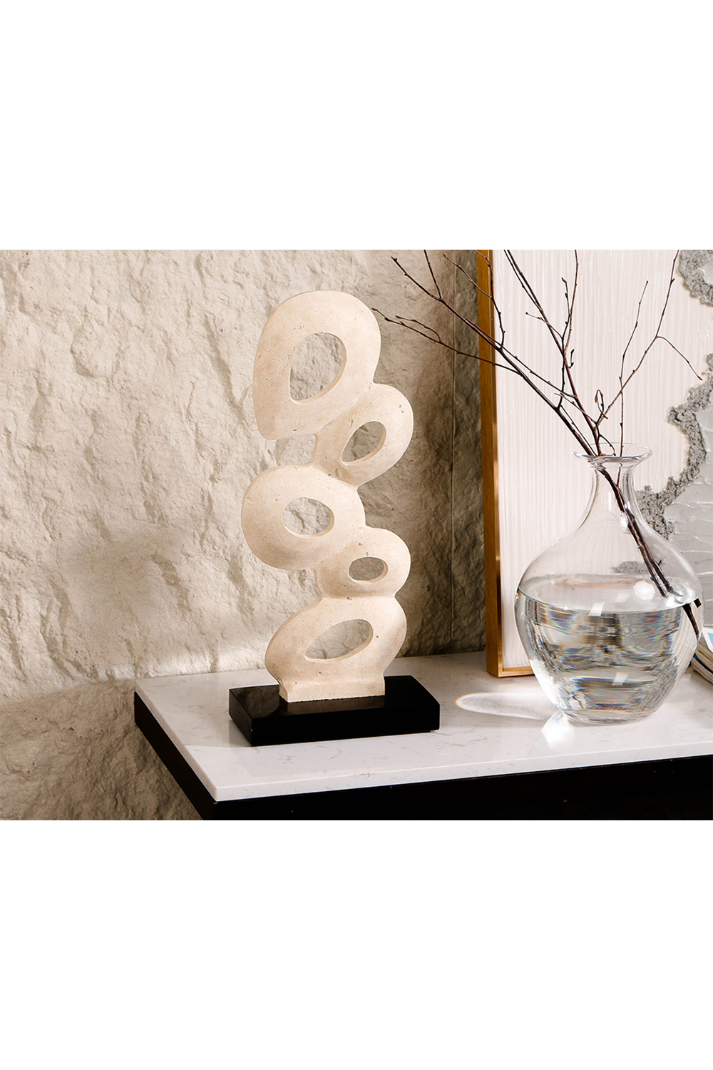 Beige Travertine Stacked Sculpture | Liang & Eimil Stone Flow | Oroa.com