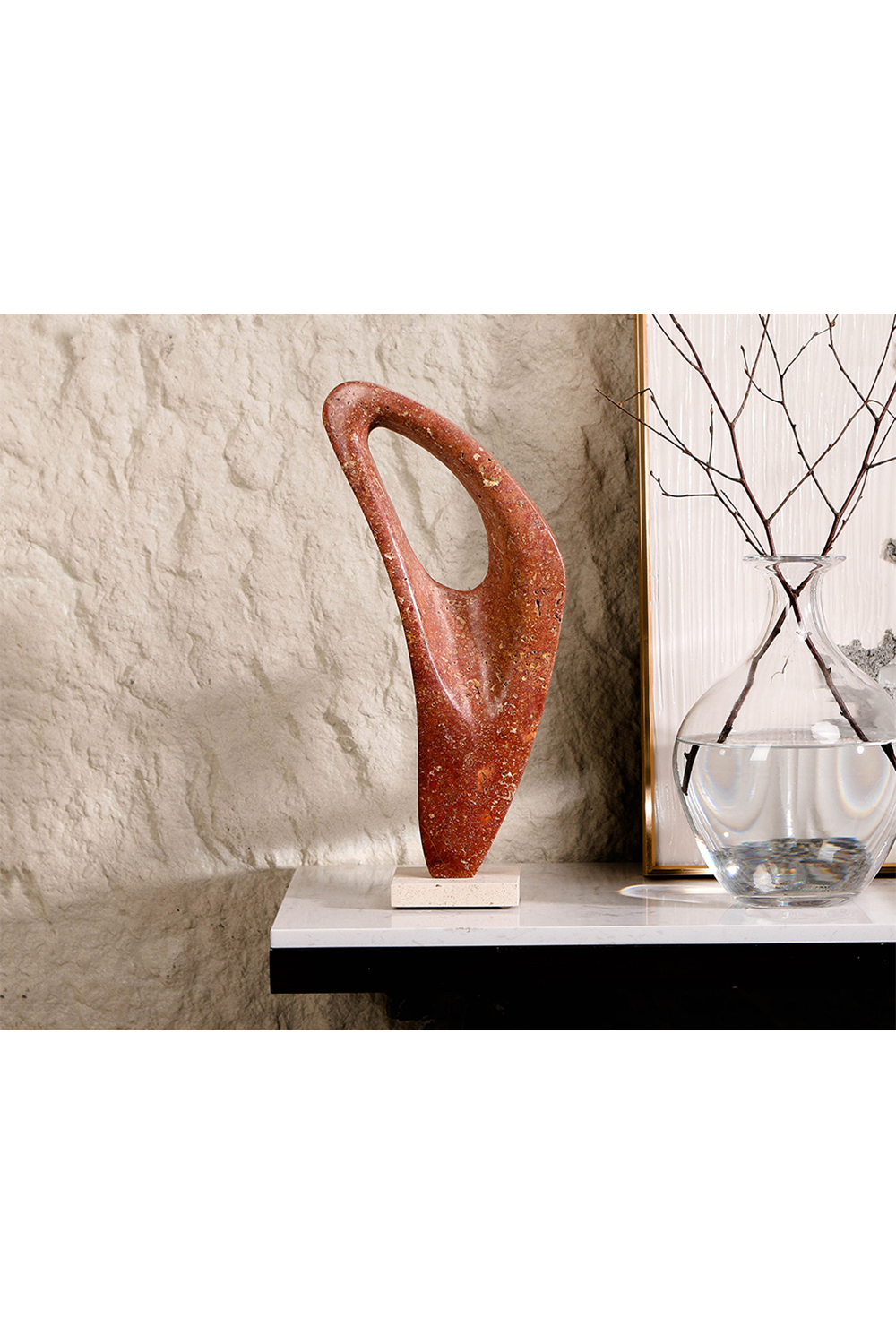 Red Travertine Marble Sculpture | Liang & Eimil Arcadia | Oroa.com