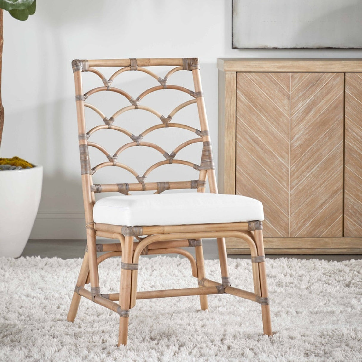 Matte Gray Rattan Dining Chairs (2) | Oroa.com