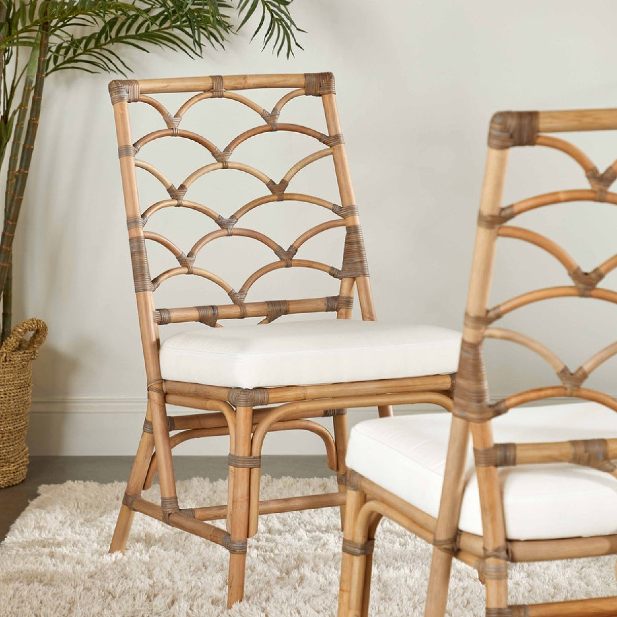 Matte Gray Rattan Dining Chairs (2) | Oroa.com