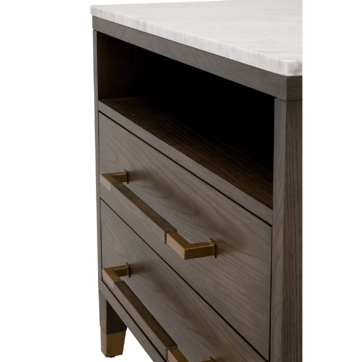 Marble Top Oak 2-Drawer Nightstand | Oroa.com
