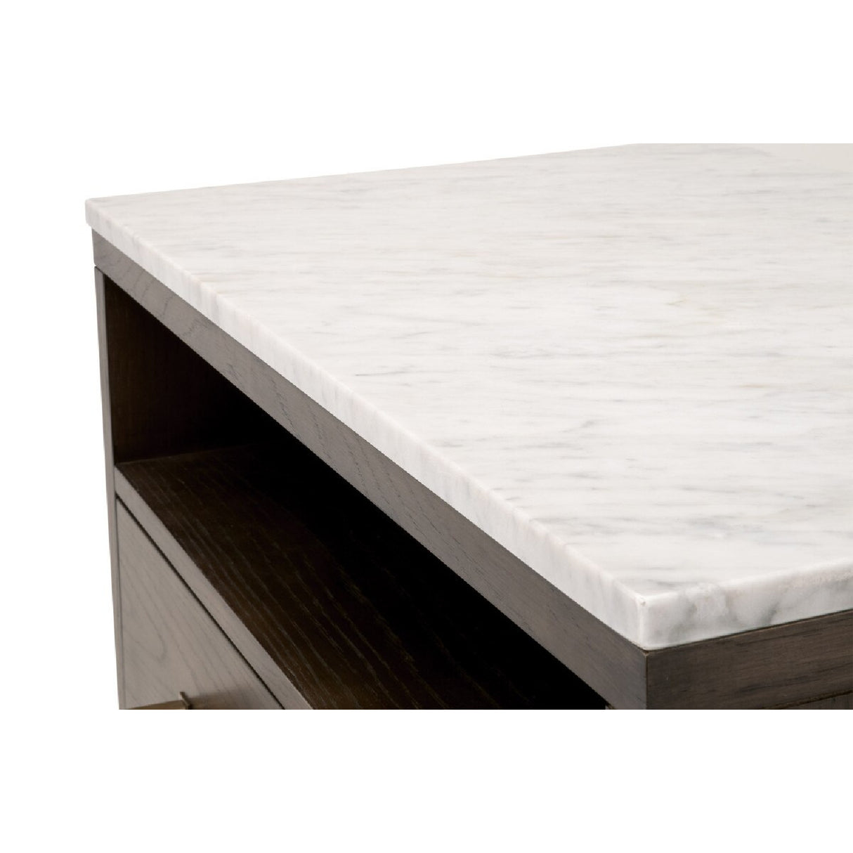 Marble Top Oak 2-Drawer Nightstand | Oroa.com