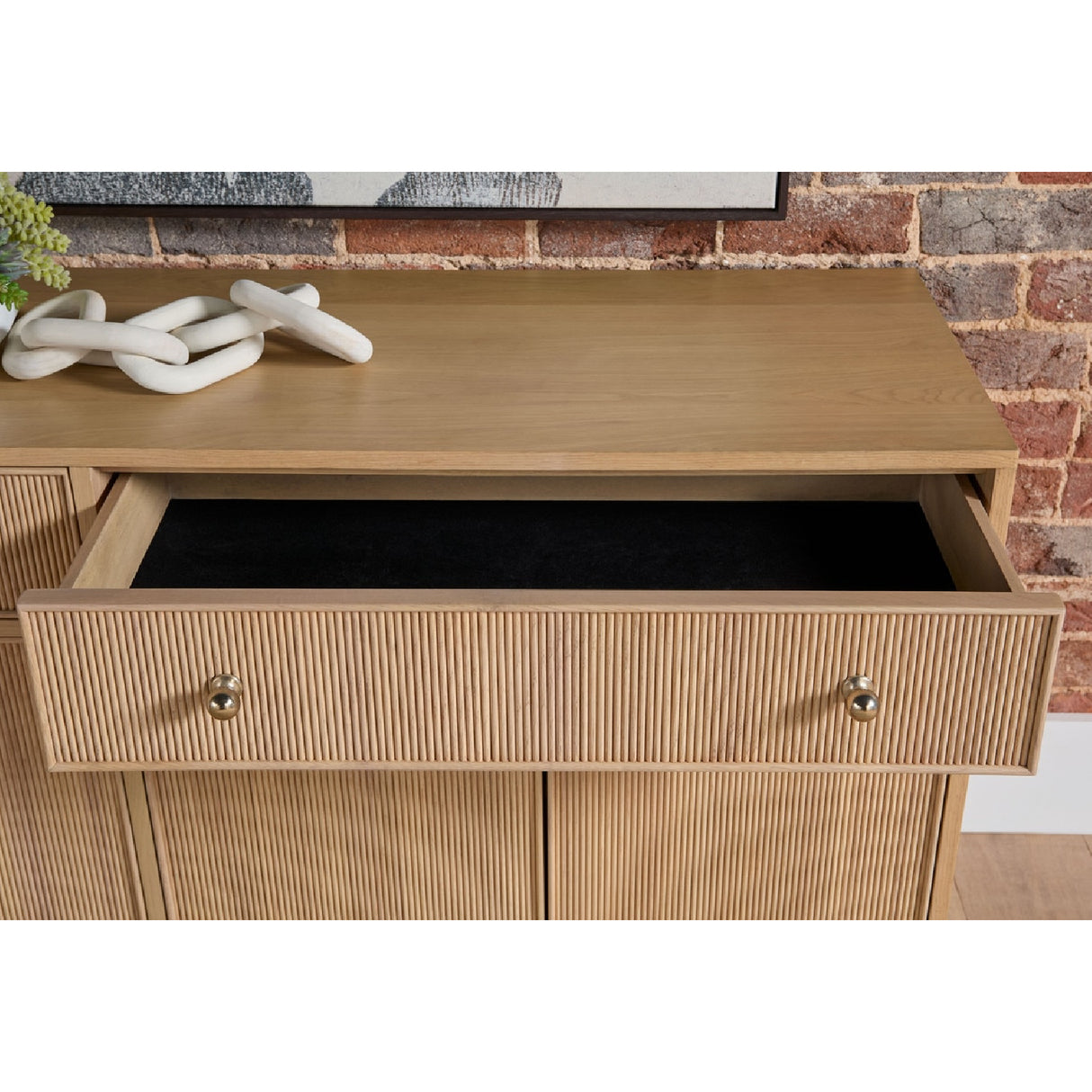 Fluted Solid Wood Media Sideboard | Oroa.com