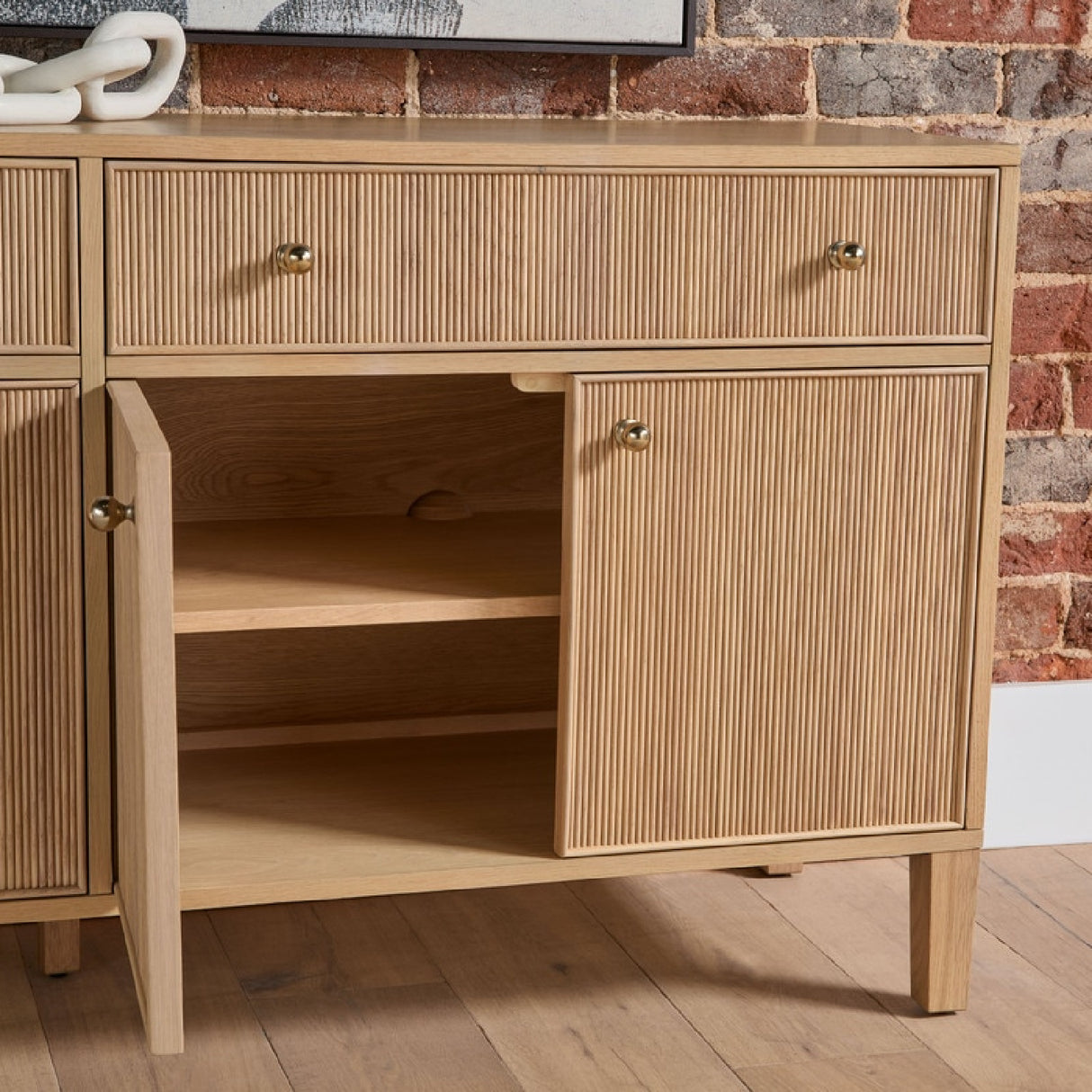 Fluted Solid Wood Media Sideboard | Oroa.com