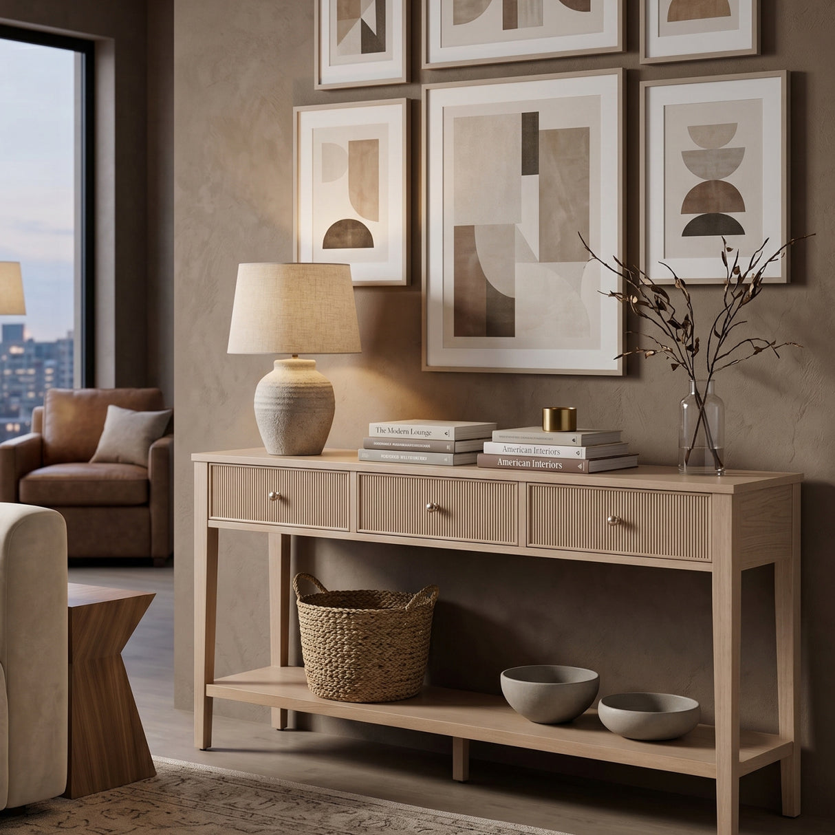 Natural Oak 3-Drawer Console Table | Oroa.com