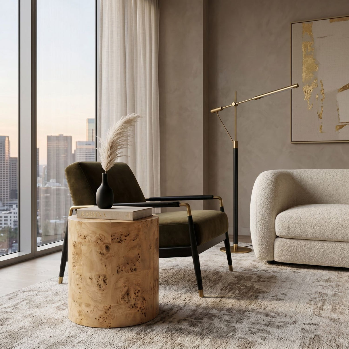 Burl Wood Cylindrical Accent Table | Oroa.com