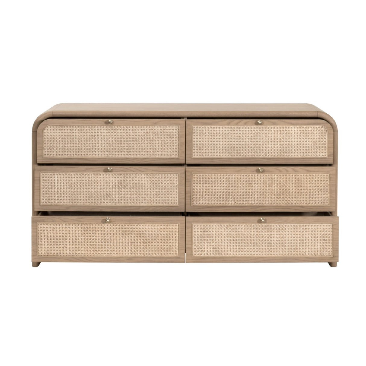 Oak Framed Cane 6-Drawer Dresser | Oroa.com
