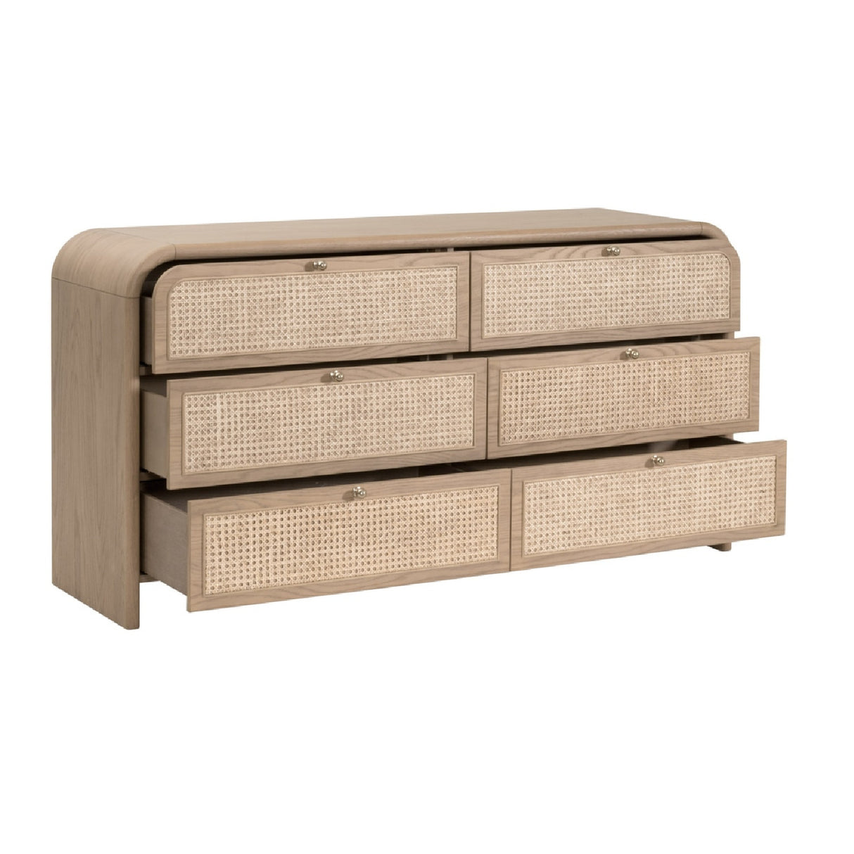 Oak Framed Cane 6-Drawer Dresser | Oroa.com