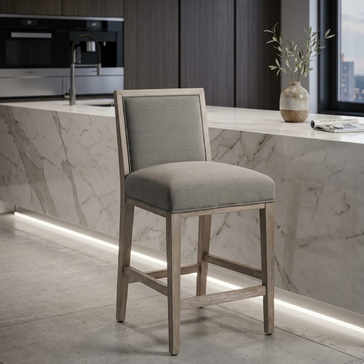 Solid Wood Framed Counter Stools (2) | Oroa.com
