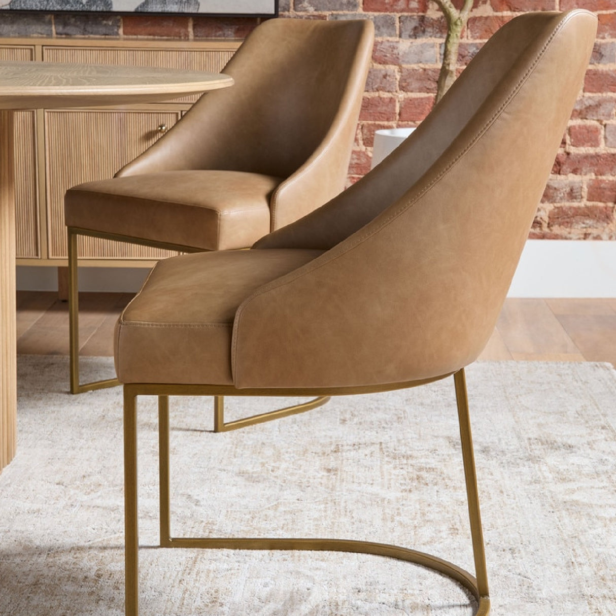 Brown Vegan Leather Dining Chairs (2) | Oroa.com