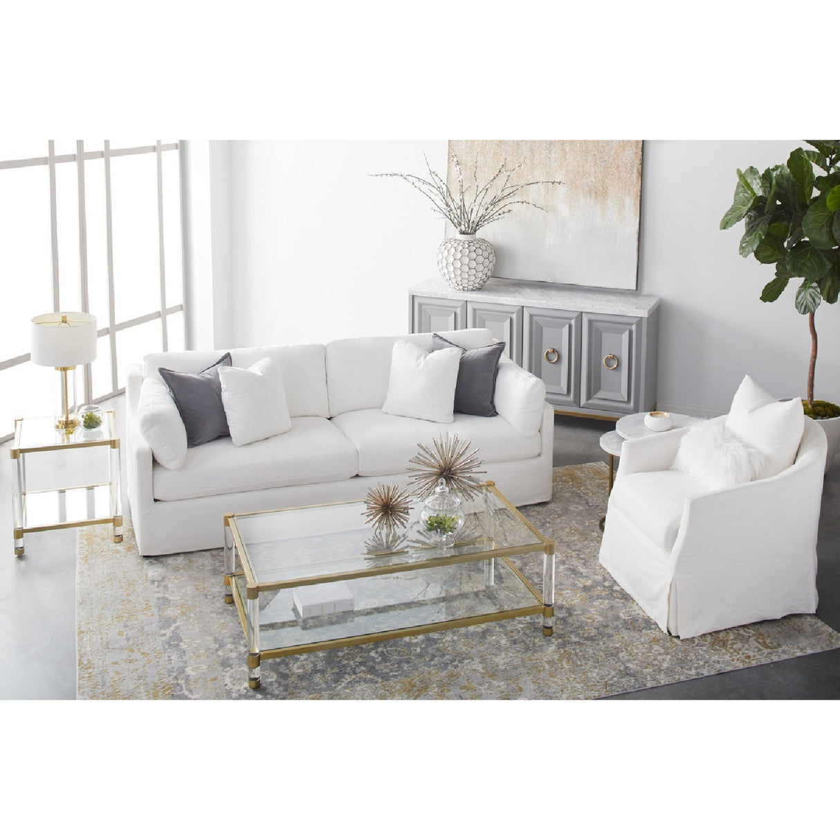 Brass Framed Glass Coffee Table | Oroa.com