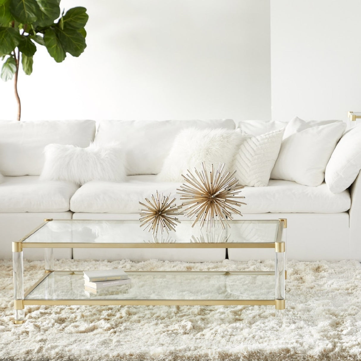 Brass Framed Glass Coffee Table | Oroa.com