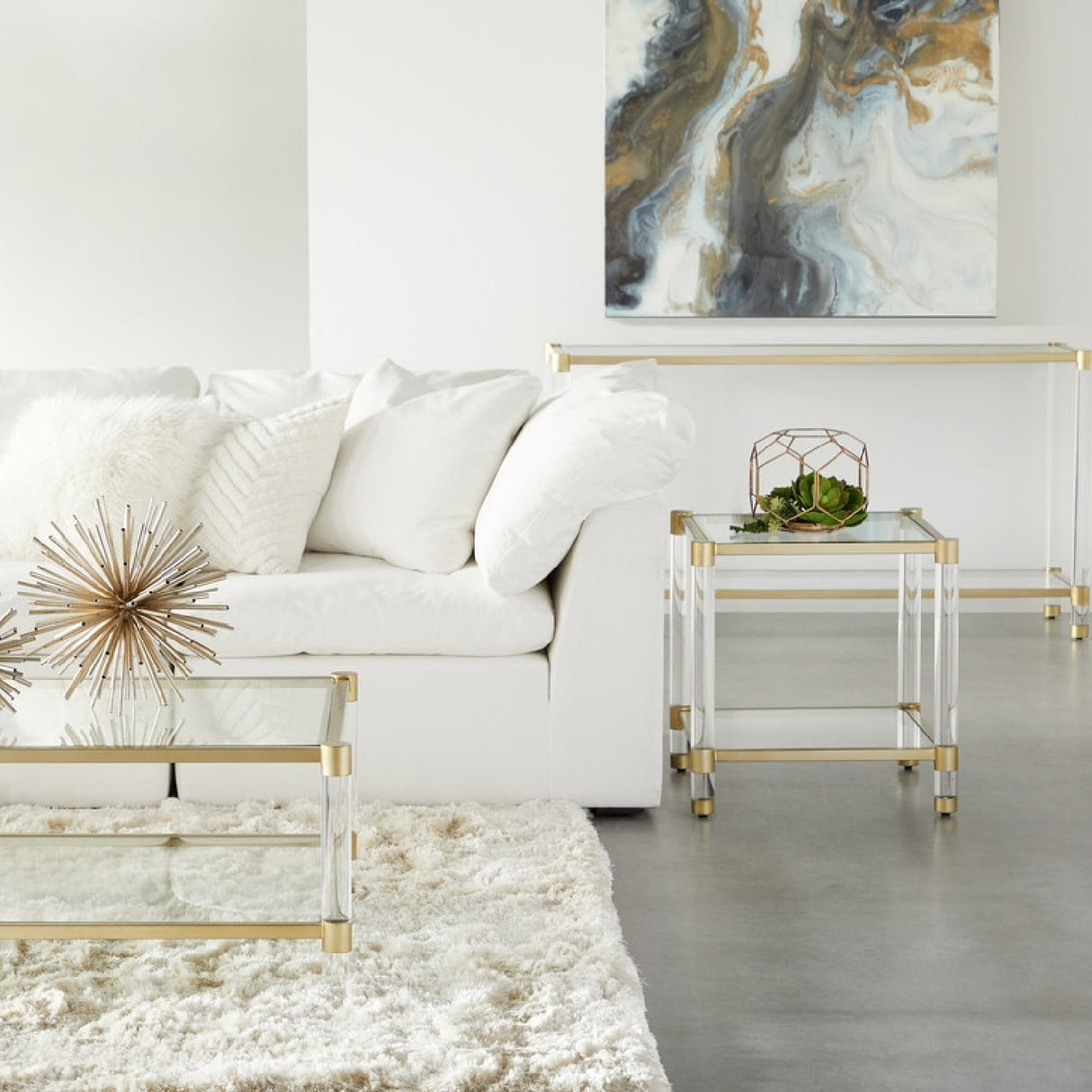 Brass Framed Glass End Table | Oroa.com