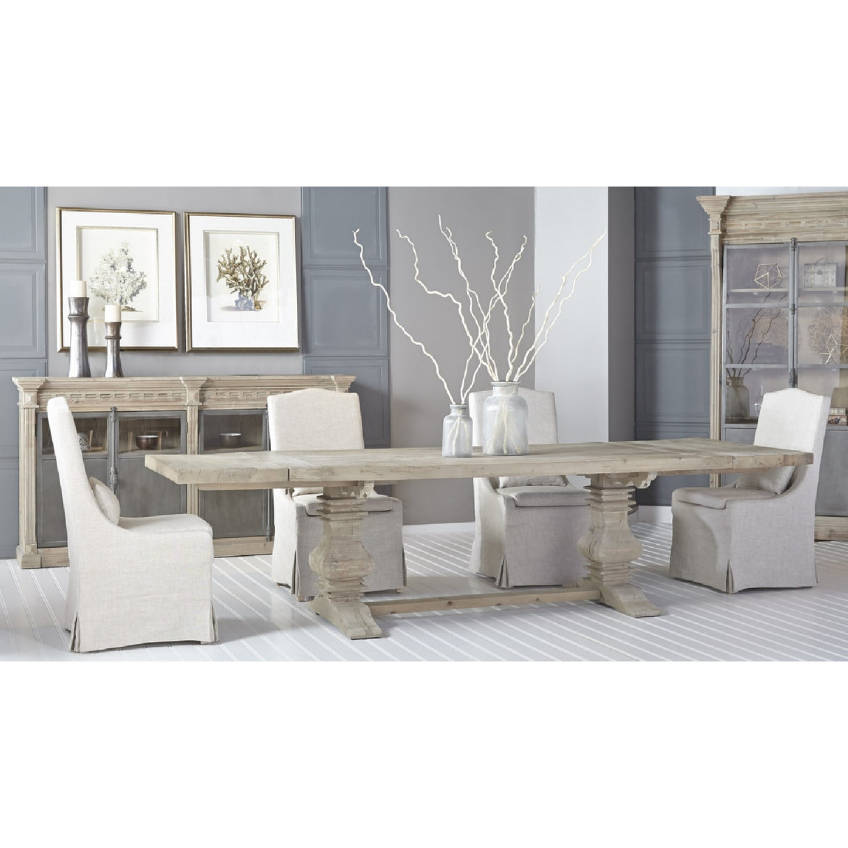 French Linen Skirted Dining Chairs (2) | Oroa.com