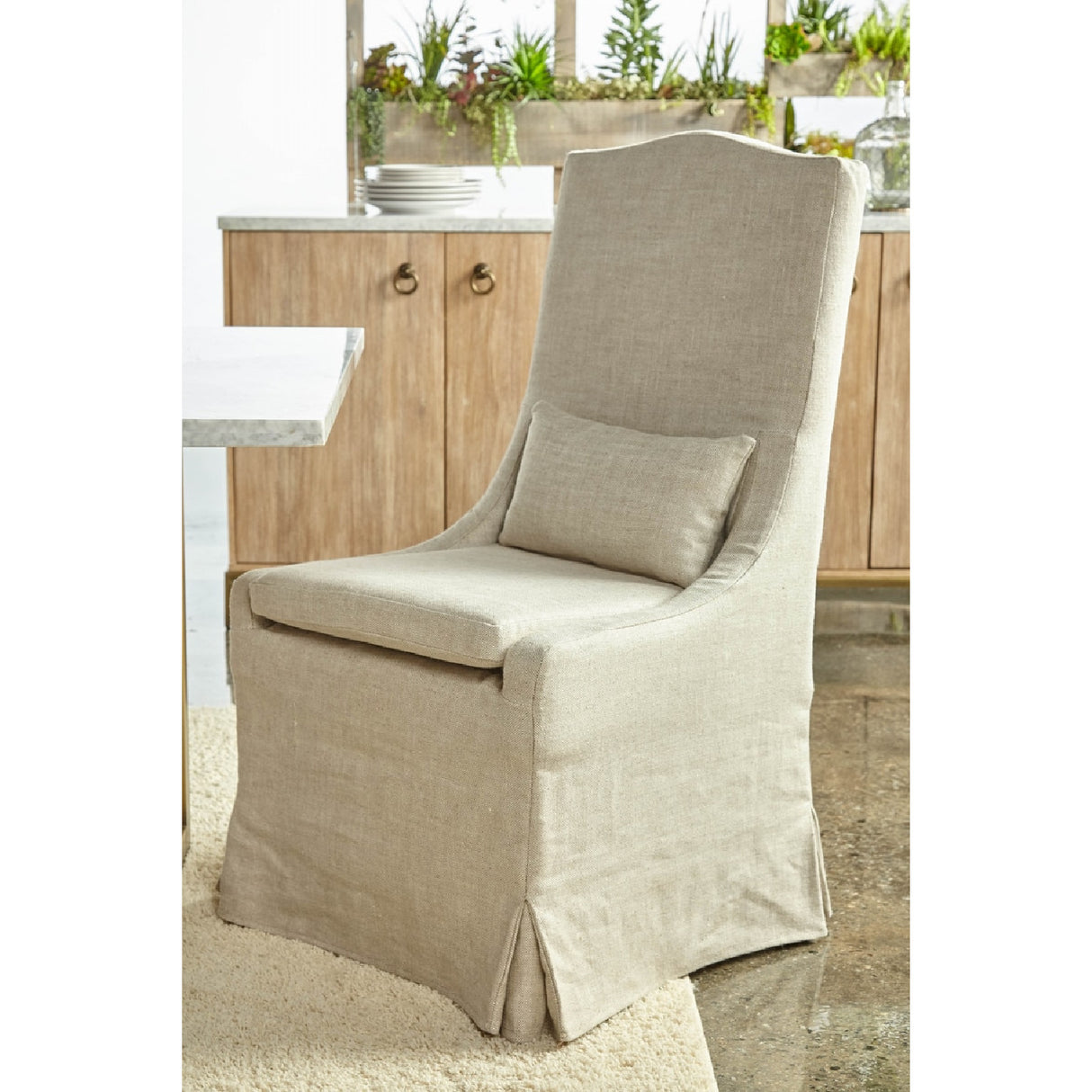 French Linen Skirted Dining Chairs (2) | Oroa.com