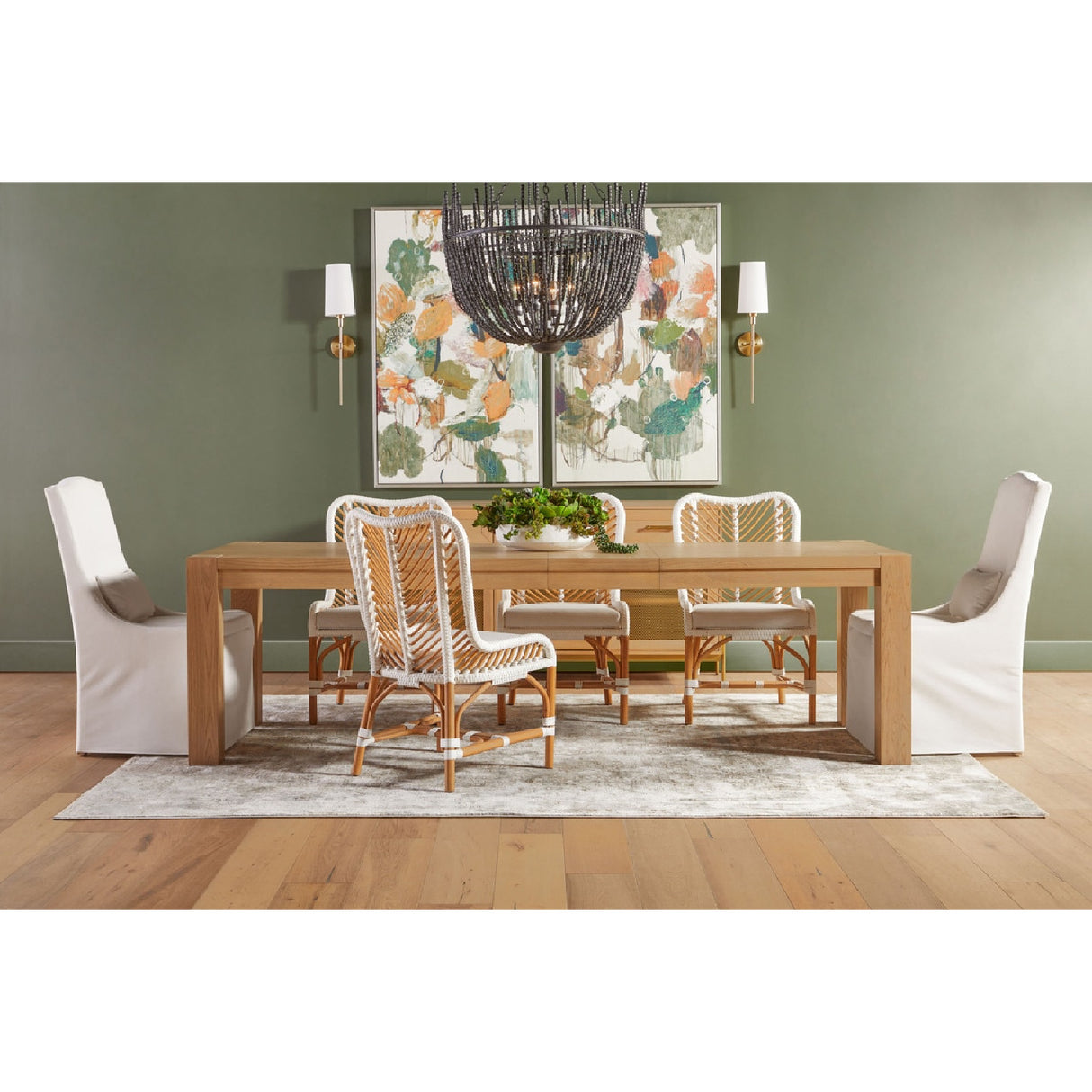 French Linen Skirted Dining Chairs (2) | Oroa.com