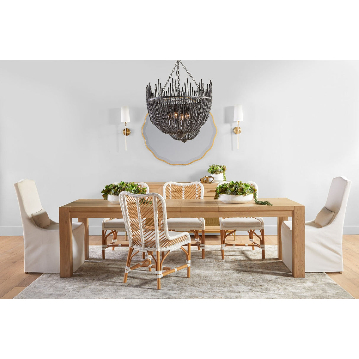 French Linen Skirted Dining Chairs (2) | Oroa.com