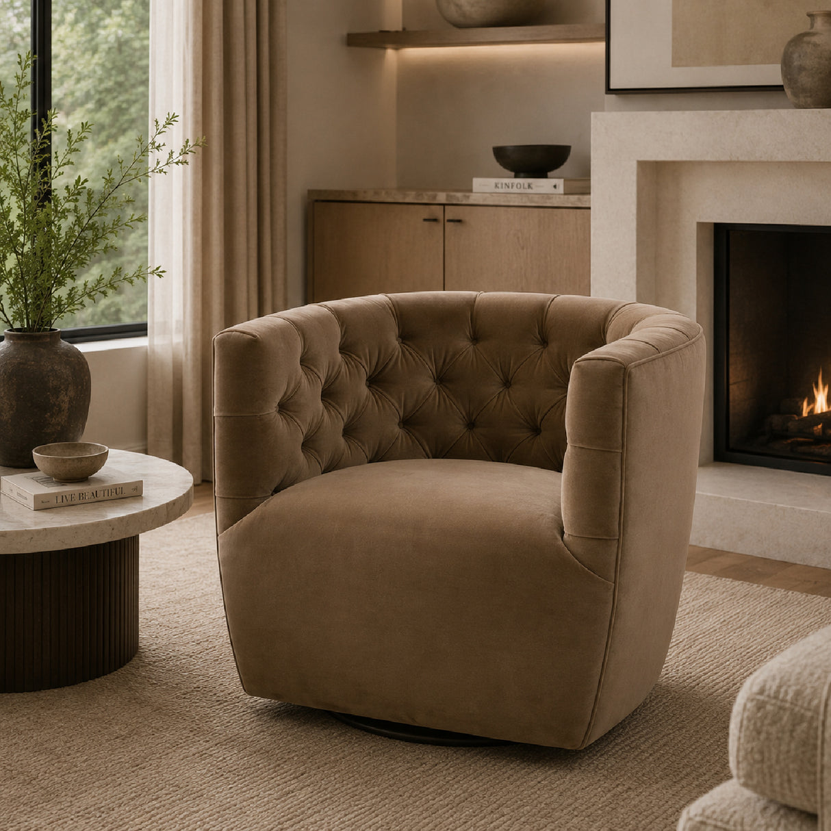 Tufted Back Swivel Club Chair | Oroa.com