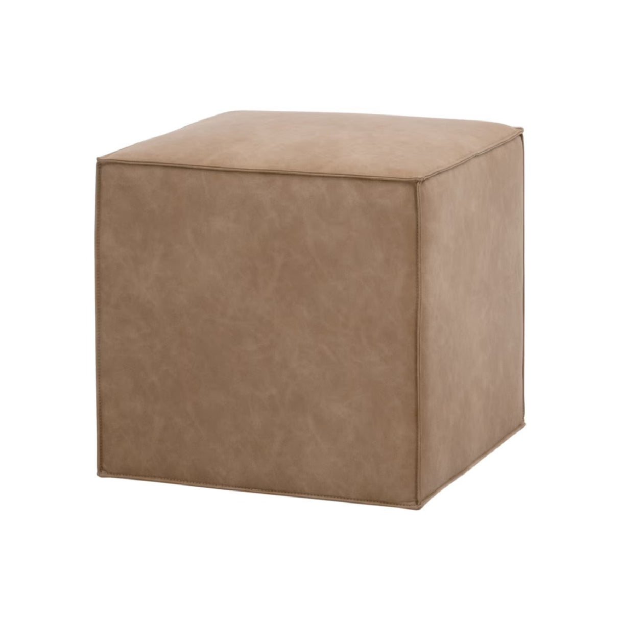 Brown Vegan Leather Cube Ottoman | Oroa.com
