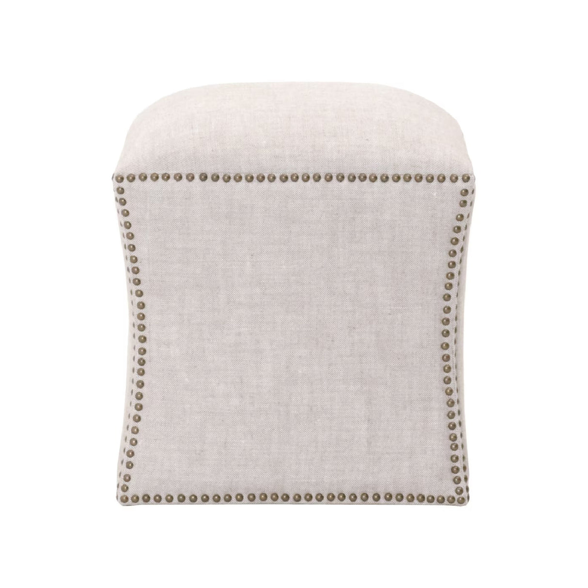 Nailhead Trimmed Linen Ottoman | Oroa.com