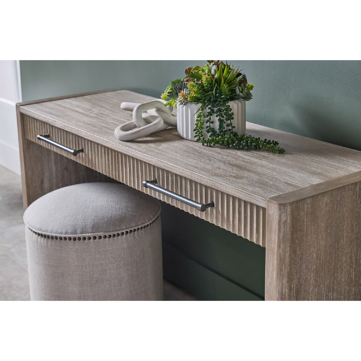 Cylindrical French Linen Ottoman | Oroa.com