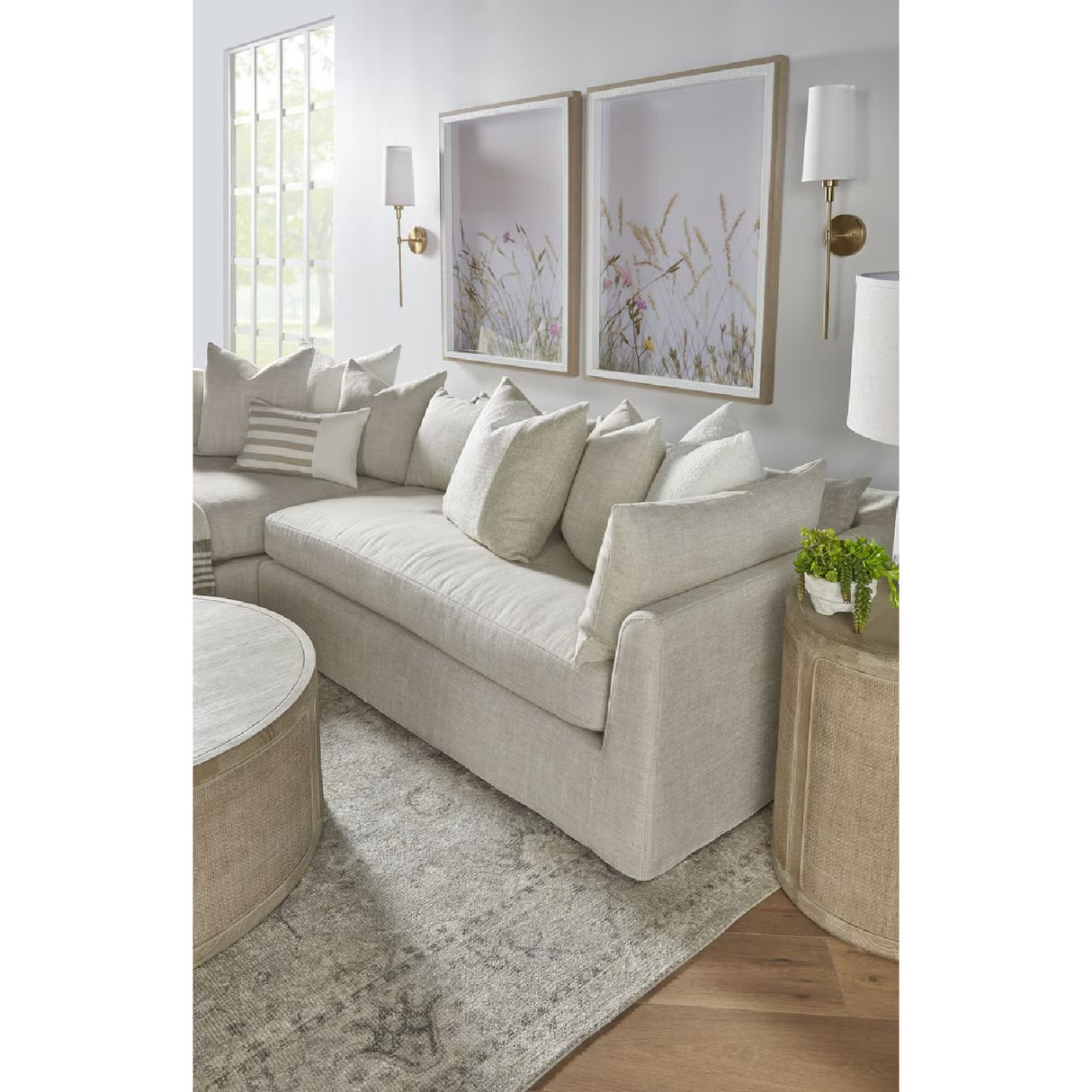 Beige Slipcover Sectional Sofa | Oroa.com