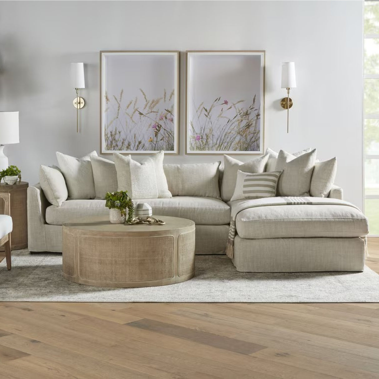 Beige Slipcover Sectional Sofa | Oroa.com