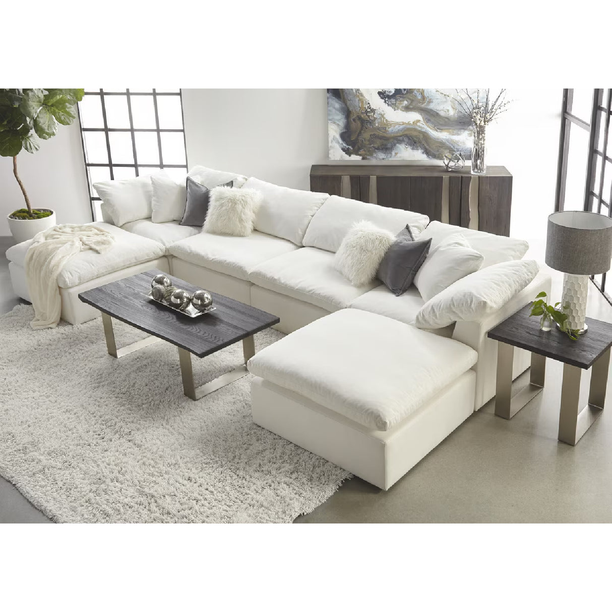 Modern European furniture - Square Cushioned Modular Ottoman - www.oroa.com | Oroa.com
