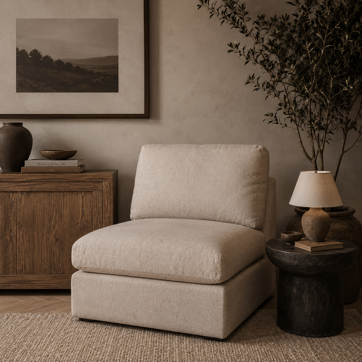 Modern European furniture - Beige Modular Sofa Chair - www.oroa.com | Oroa.com