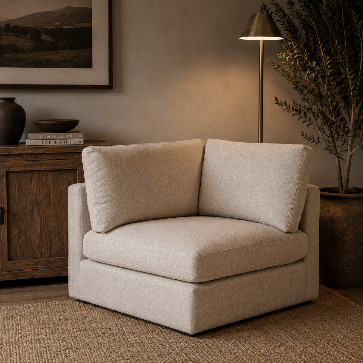 Modern European furniture - Beige Modular Sofa Chair - www.oroa.com | Oroa.com