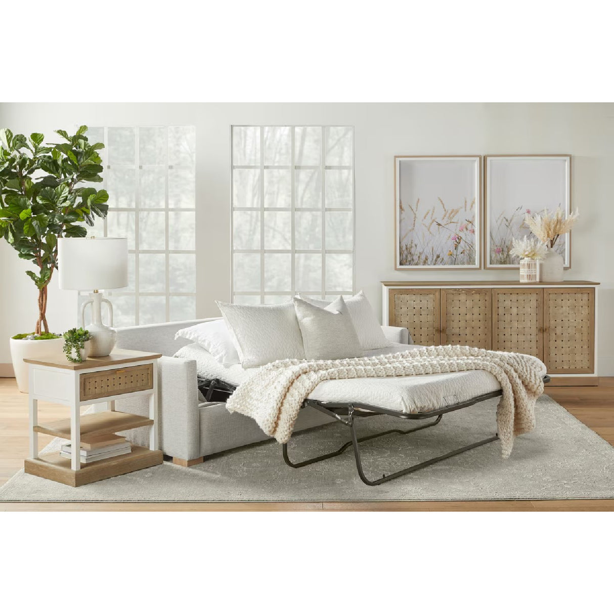Gray Slim-Armed Queen Sleeper Sofa | Oroa.com