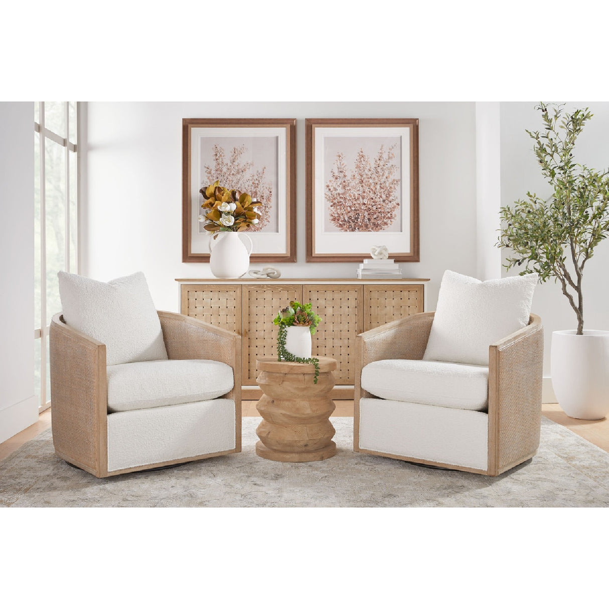 Curved Oak Swivel Club Chair | Oroa.com