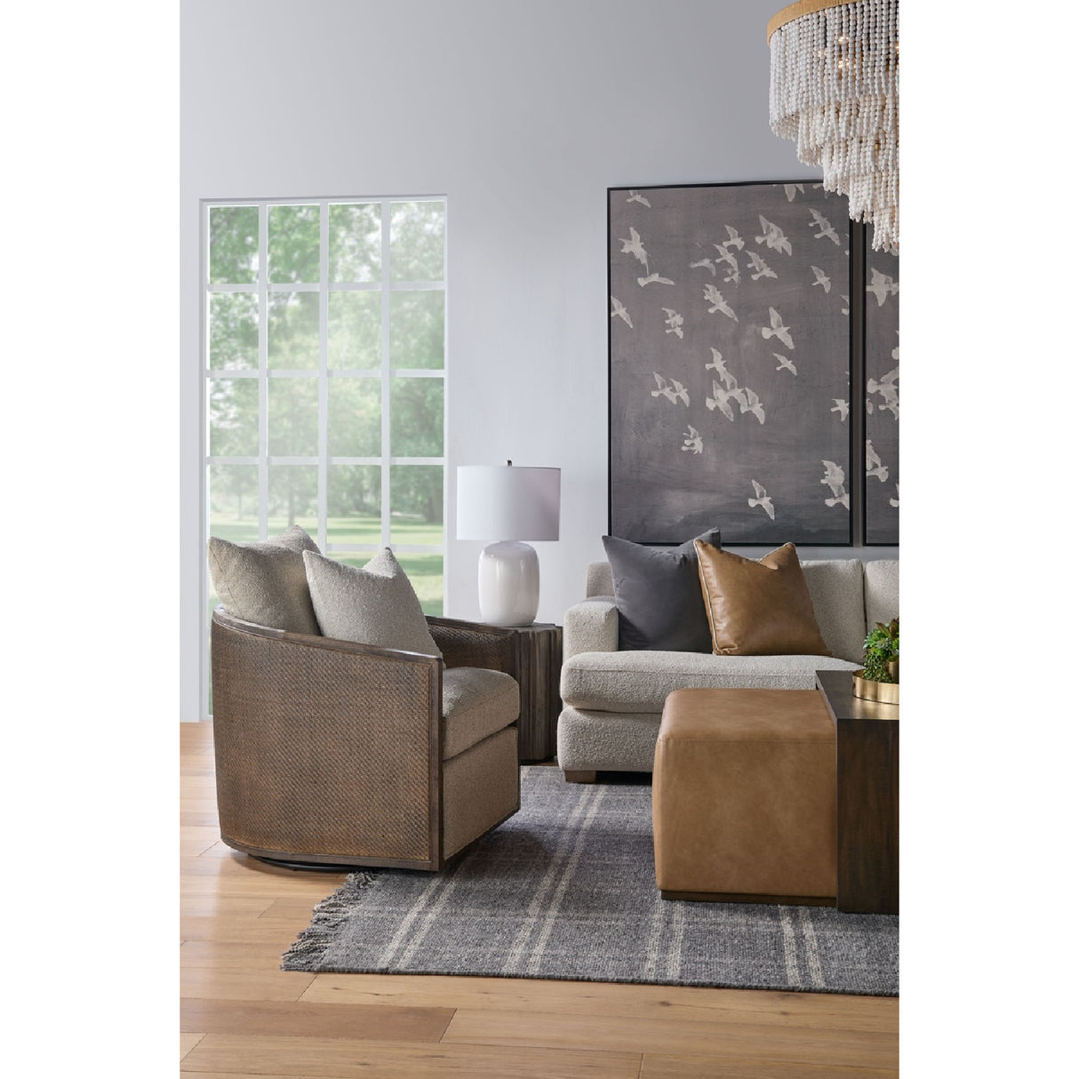 Curved Oak Swivel Club Chair | Oroa.com
