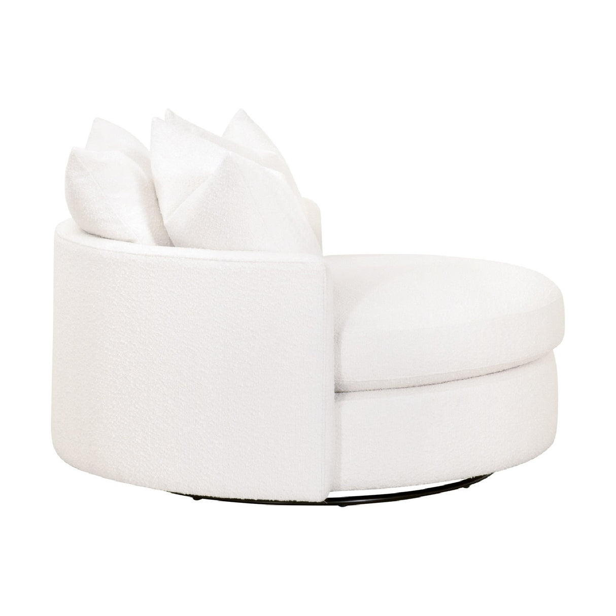 White Boucle Round Swivel Chair | Oroa.com