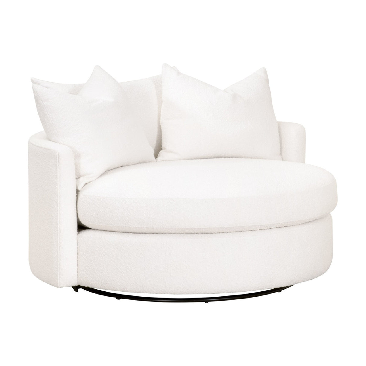 White Boucle Round Swivel Chair | Oroa.com