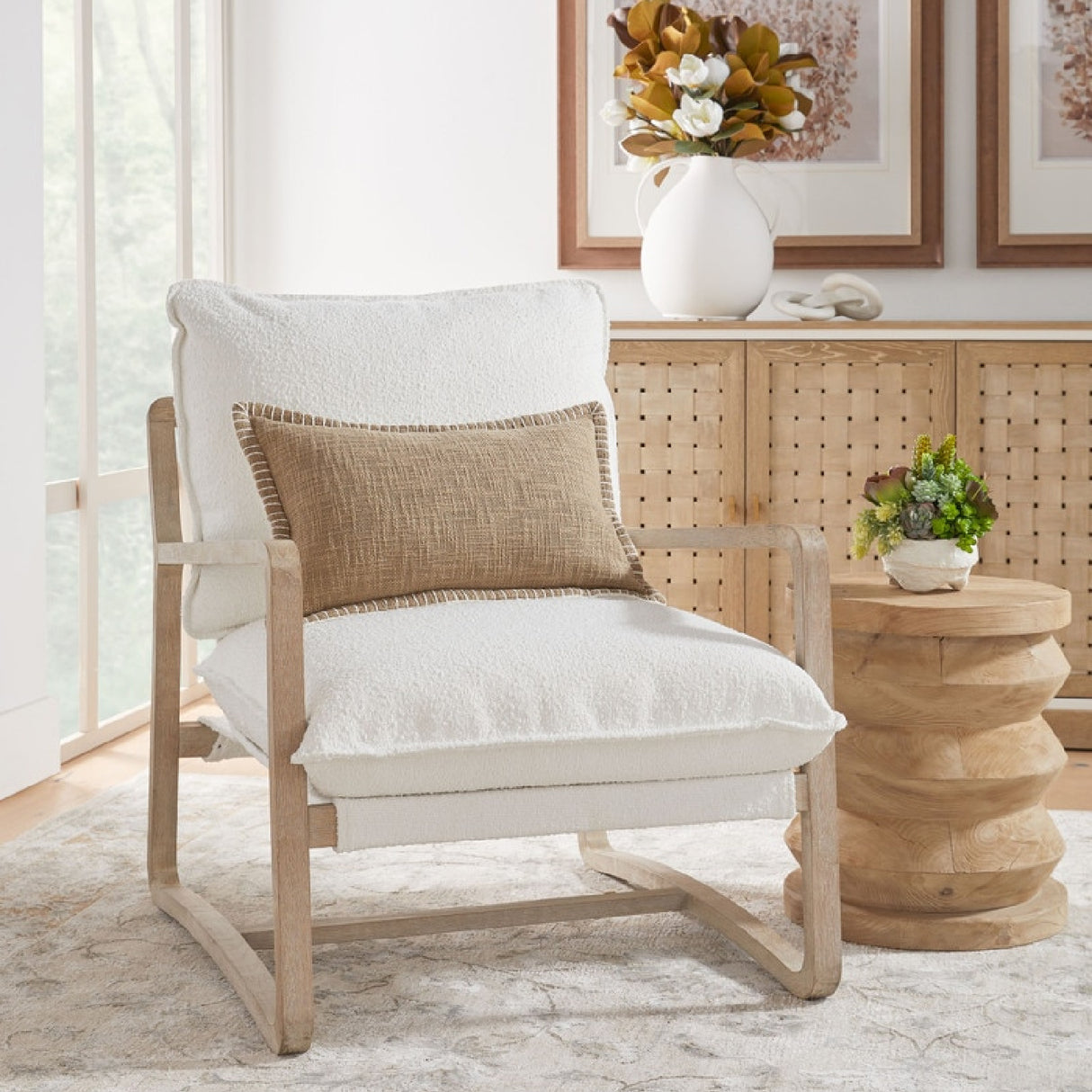 White Boucle Cushioned Club Chair | Oroa.com