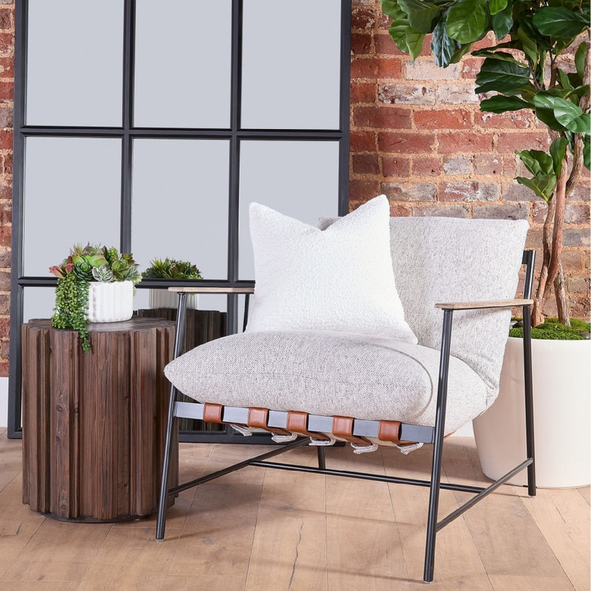 Brown Leather Strap Lounge Chair | Oroa.com