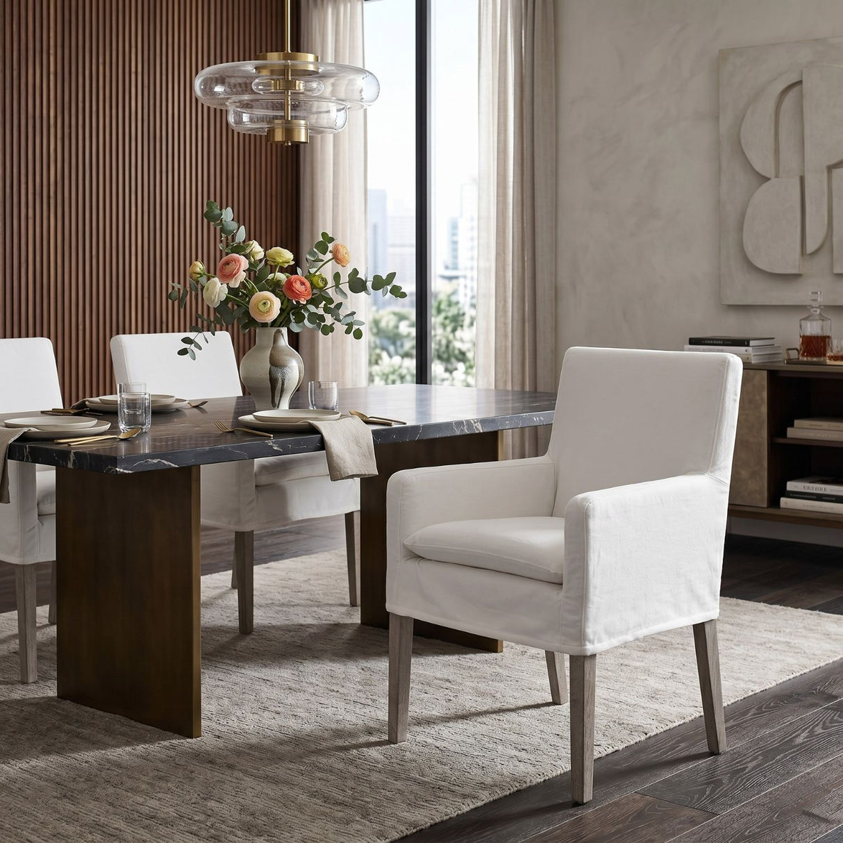 White Slipcover Dining Armchair | Oroa.com