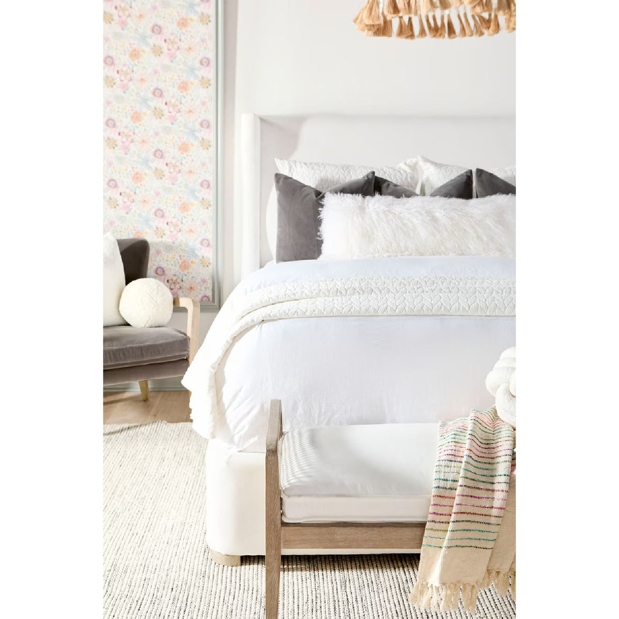 Cushioned Gray Oak Bench | Oroa.com