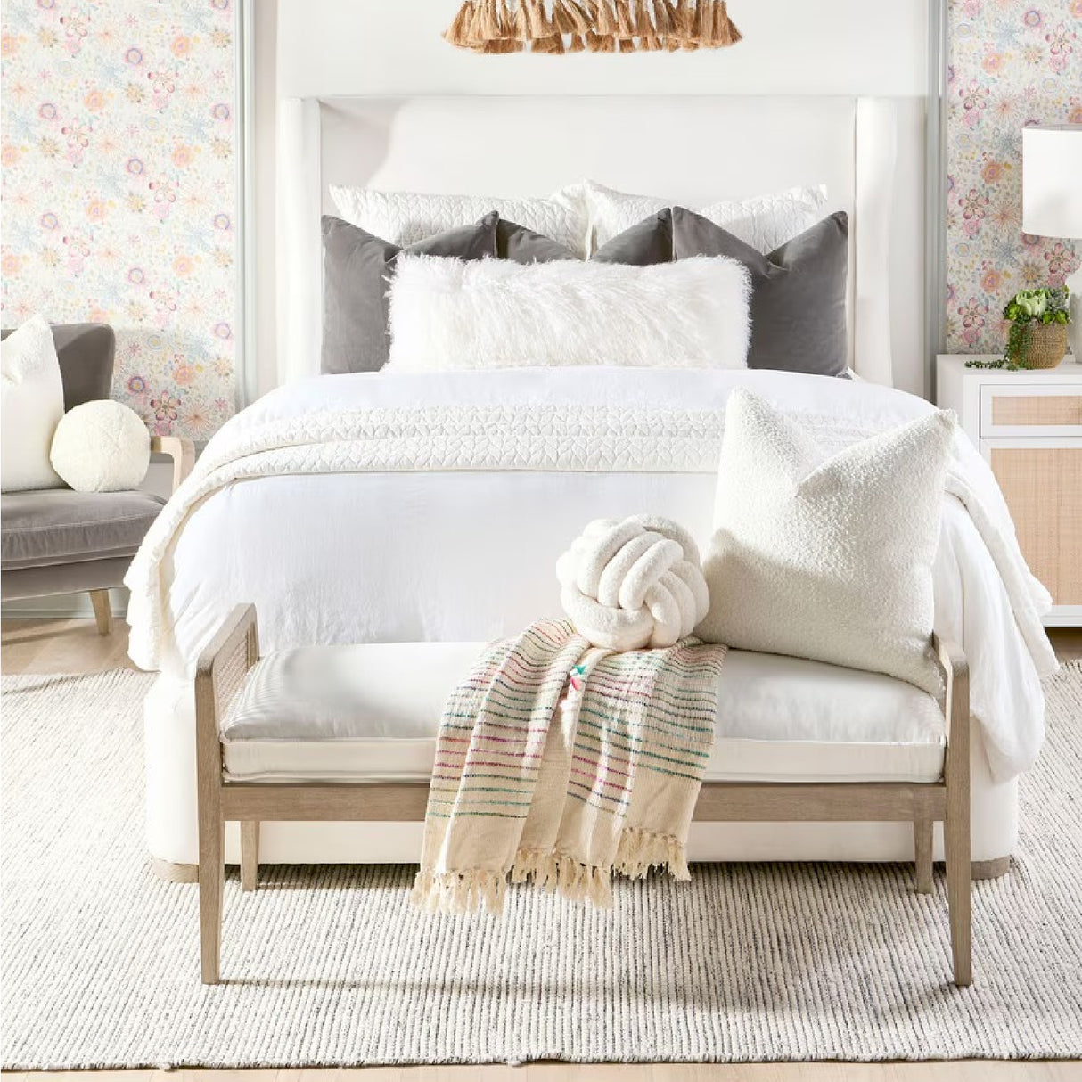 Cushioned Gray Oak Bench | Oroa.com