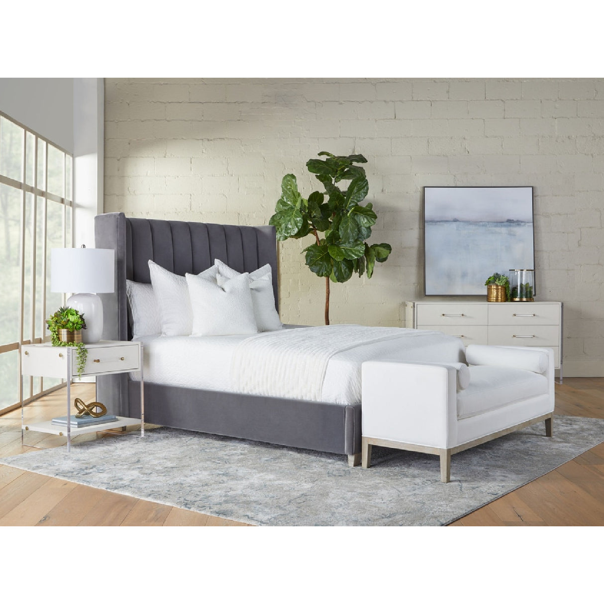White Upholstered Bench | Oroa.com
